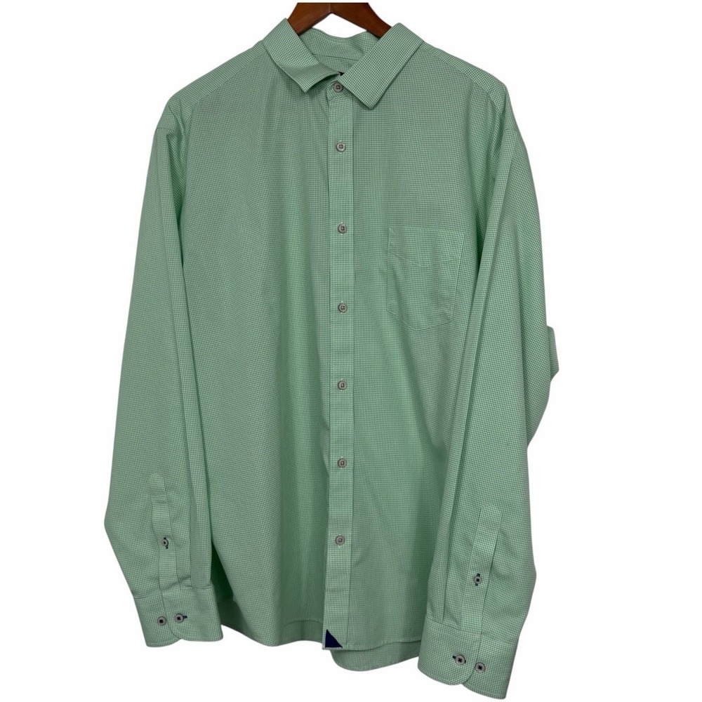 UNTUCKit Kelly Meadow Shirt Mens XXL Green Gingham Check Long Sleeve Relaxed Fit